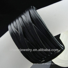 Alta qualidade moda couro cordão tecido wrap pulseiras BGL-003